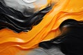 abstract oil painting on canvas, black, white and orange acrylic texture background, rough brushstrokes of paint Royalty Free Stock Photo