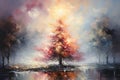 Abstract oil painting of Christmas tree pastel colors Royalty Free Stock Photo