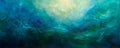An abstract oil painting featuring a mesmerizing blend of glowing blue and