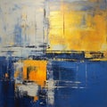 Abstract Maritime Painting With Yellow And Blue Colors Royalty Free Stock Photo