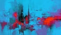 Abstract oil painting, neon red, pink, blue brush strokes background, wallpaper, paint texture, art Royalty Free Stock Photo