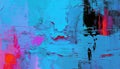 Abstract oil painting, neon red, pink, blue brush strokes background, wallpaper, paint texture, art Royalty Free Stock Photo