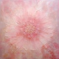 Abstract Oil Painting: Pink Flower With Heavy Impasto Texture