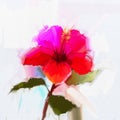 Abstract oil painting red hibiscus flower Royalty Free Stock Photo