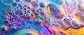 Abstract oil texture background, rainbow watercolor with foam, bubble pattern of liquid surface. Concept of color, iridescent,