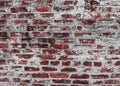 Red dirty brick wall with scratch of rural building