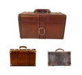 Isolated old leather brown suitcase Royalty Free Stock Photo