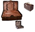 Isolated old leather brown suitcase Royalty Free Stock Photo