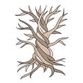 Abstract old tree with roots, zen doodle Royalty Free Stock Photo