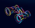 Abstract old vintage binoculars in retro style from multicolored paints. Colored drawing Royalty Free Stock Photo