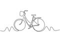 Abstract one line drawing with bike vector. Illustration cycling object isolated on white background