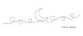 abstract one stroke continuous line, crescent moon background, simple line doodle, retro styled concept