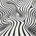 Abstract Op Art: Black And White Curved Lines On White Background