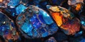 Abstract opal gemstone background. Rainbow colorful fire opals. Closeup luxury crystal texture wallpaper Royalty Free Stock Photo