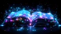Abstract Open Book with Glowing Digital Particles in a Dark Background Royalty Free Stock Photo