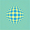 Abstract Optical illusion Op art with blue dots on  yellow background.Pattern seamless Royalty Free Stock Photo