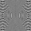 Abstract optical illusion striped background in black and white