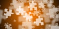 Abstract orange background with flying puzzle pieces Royalty Free Stock Photo