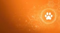 Abstract orange background with a glowing white paw print and tech details Royalty Free Stock Photo