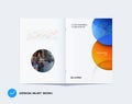 Abstract orange blue brochure design, modern catalog, centerfold cover, flyer in A4