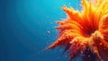 Abstract orange and blue powder explosion in liquid, a vibrant artistic composition with dynamic splashes and fine details. Royalty Free Stock Photo