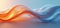 Abstract orange and blue wavy glass forms with glossy smooth surface. Clean design with soft light gradients, suitable for tech Royalty Free Stock Photo