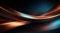 Abstract orange and blue wavy metallic background. 3d render illustration Generative AI