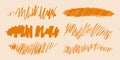 Abstract Orange Brush Strokes Set. Creative Artistic Design Elements Collection. Isolated Vector Illustration Royalty Free Stock Photo
