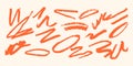 Abstract Orange Brush Strokes Set. Creative Expression And Design Elements Collection. Isolated Vector Illustration Royalty Free Stock Photo