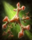 Abstract orange cellular structures under green light, a microscopic biological art illustration Royalty Free Stock Photo
