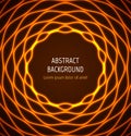 Abstract orange circle wavy border background with light effects