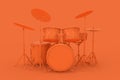 Abstract Orange Clay Style Professional Rock Black Drum Kit. 3d