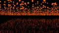 Abstract orange cloud of spheres flowing with the reflection on a black background. Design. Endless quantity of colorful Royalty Free Stock Photo