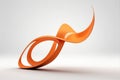 Abstract orange curved ribbon on white background