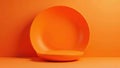 Abstract orange display platform with curved backdrop ideal for product presentation and minimalist designs. Generative AI Royalty Free Stock Photo
