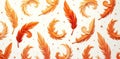 Abstract orange feather pattern design a whimsical, decorative background image featuring stylized bird feathers in warm hues. Royalty Free Stock Photo