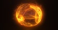 Abstract orange fire energy sphere of particles and waves of glowing on a dark background Royalty Free Stock Photo