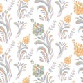 Abstract orange floral seamless pattern