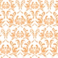 Abstract orange floral seamless pattern