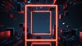 Abstract orange frame around cubes rectangles dark composition Royalty Free Stock Photo