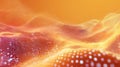 Abstract orange glowing particles forming a digital wave field Royalty Free Stock Photo