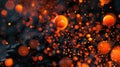 Abstract orange glowing spheres float through a dark void AIG535 Royalty Free Stock Photo