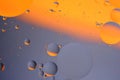 Abstract orange gray background with oil circles water surface.