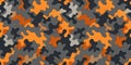 Abstract orange and gray camouflage pattern design for fabric, wallpaper, or textile. Generative AI Royalty Free Stock Photo