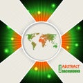 Abstract orange green background with world map