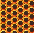 Abstract orange hexagonal pattern like honeycomb with Penrose impossible object or impossible figure or an undecidable figure