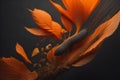 Abstract orange leaves on a black background. ai generated Royalty Free Stock Photo