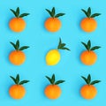 Abstract Orange and Lemon Citrus Fruit Odd One Out Concept Royalty Free Stock Photo