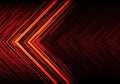 Abstract orange light black line arrow on red polygon futuristic direction design modern technology background vector Royalty Free Stock Photo