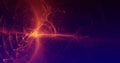 Abstract orange light glows on dark blue background